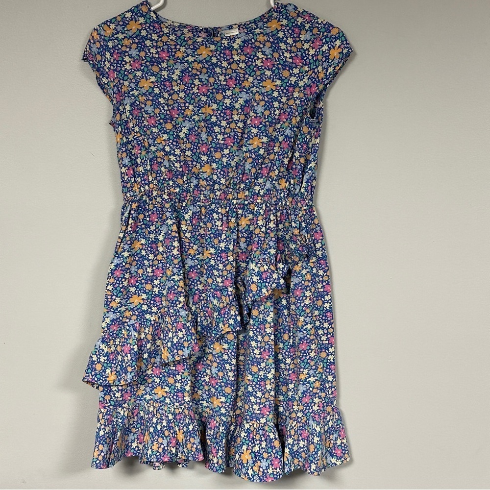 OshKosh B'gosh Girls Blue Floral Sundress Knee Length Spring Casual, 10